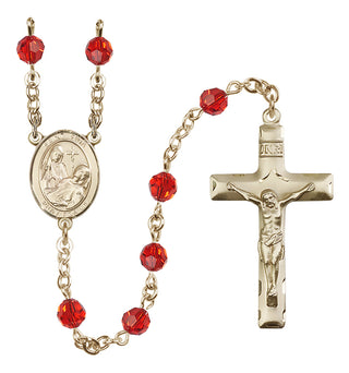 14 Karat Gold 6mm Austrian Crystal Saint Fina Rosary in Ruby