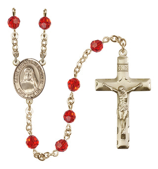 14 Karat Gold 6mm Austrian Crystal Saint Pauline Visintainer Rosary in Ruby