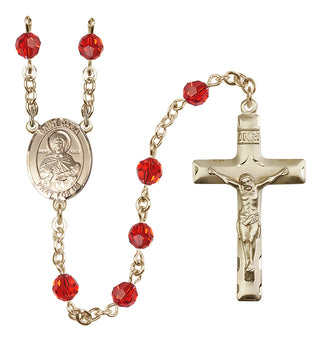 14 Karat Gold 6mm Austrian Crystal Saint Daria Rosary in Ruby