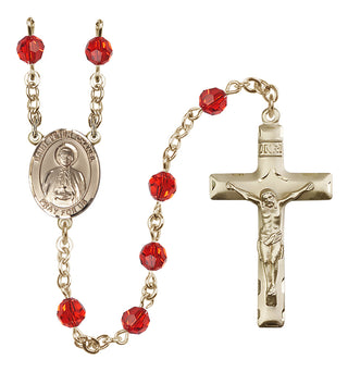 14 Karat Gold 6mm Austrian Crystal Saint Peter Chanel Rosary in Ruby