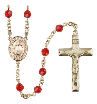 14 Karat Gold 6mm Austrian Crystal Saint Maria Bertilla Boscardin Rosary in Ruby