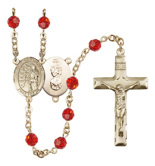 14 Karat Gold 6mm Austrian Crystal Saint Christopher / Karate Rosary in Ruby