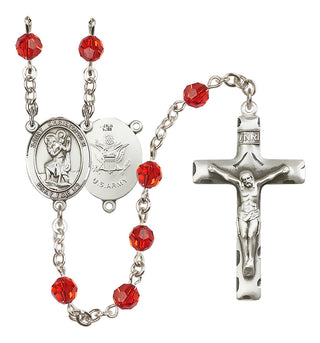 Sterling Silver 6mm Saint Christopher / Army Rosary