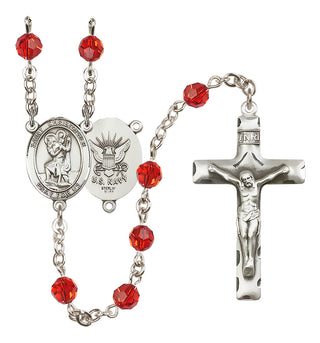 Sterling Silver 6mm Saint Christopher / Navy Rosary