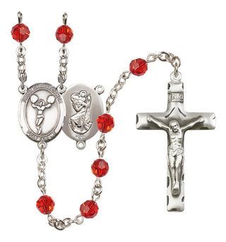 Sterling Silver 6mm Saint Christopher/Cheerleading  Engraved Catholic Rosaries