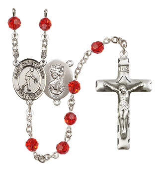 Sterling Silver 6mm Saint Christopher/Basketball Rosary