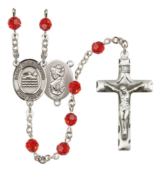 Sterling Silver 6mm Saint Christopher/Swimming Rosary