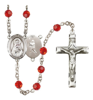 Sterling Silver 6mm Austrian Crystal Saint Rita / Baseball Rosary in Ruby