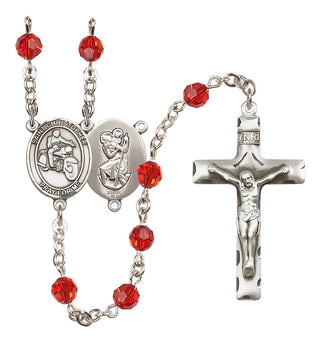 Sterling Silver 6mm Saint Christopher/Motorcycle Rosary