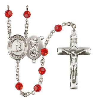 Sterling Silver 6mm Saint Christopher / Skiing Rosary