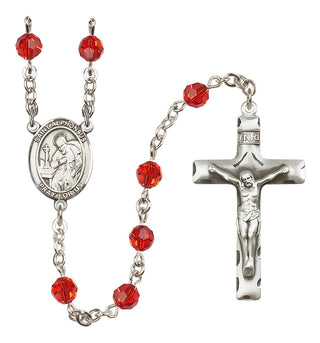 Sterling Silver 6mm Austrian Crystal Saint Alphonsus Rosary in Ruby