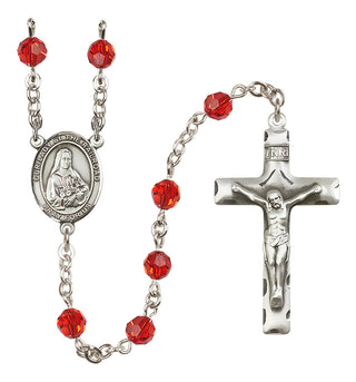 Sterling Silver 6mm Austrian Crystal Our Lady of the Railroad Rosary in Ruby