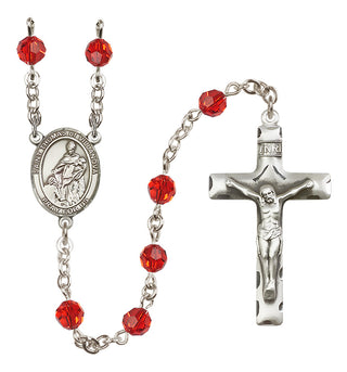 Sterling Silver 6mm Austrian Crystal Saint Thomas of Villanova Rosary in Ruby