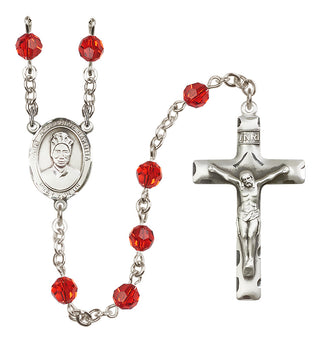 Sterling Silver 6mm Austrian Crystal Saint Josephine Bakhita Rosary in Ruby