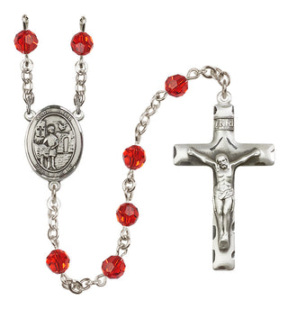 Sterling Silver 6mm Austrian Crystal Saint Vitus Rosary in Ruby