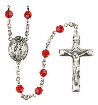 Sterling Silver 6mm Austrian Crystal Saint Ivo of Kelmartin Rosary in Ruby