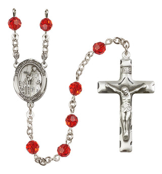 Sterling Silver 6mm Austrian Crystal Saint Jacob of Nisibis Rosary in Ruby