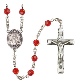 Sterling Silver 6mm Austrian Crystal Saint Jadwiga of Poland Rosary in Ruby