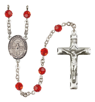 Sterling Silver 6mm Austrian Crystal Saint Medard of Noyon Rosary in Ruby