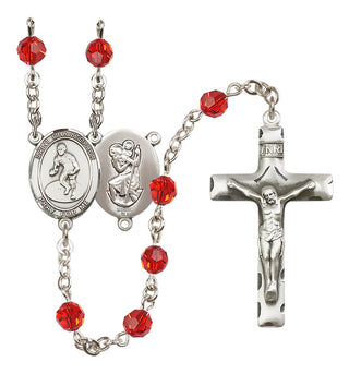 Sterling Silver 6mm Saint Christopher/Wrestling Rosary