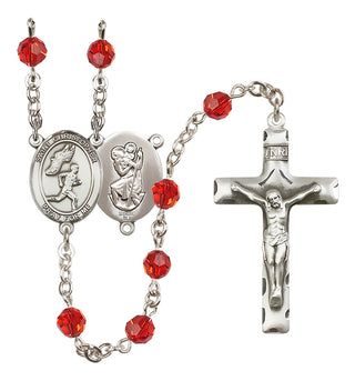 Sterling Silver 6mm Saint Christopher/Track&Field-Men Rosary