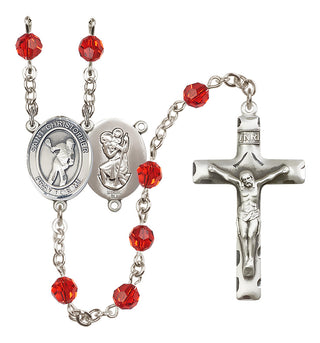Sterling Silver 6mm Saint Christopher/Lacrosse Rosary