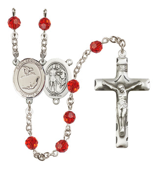 Sterling Silver 6mm Austrian Crystal Saint Sebastian/Gymnastics Rosary in Ruby