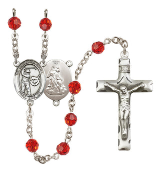 Sterling Silver 6mm Austrian Crystal Guardian Angel/Golf Rosary in Ruby