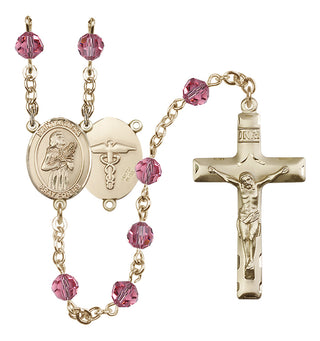 14 Karat Gold-Filled 6mm Austrian Crystal Saint Agatha / Nurse Rosary in Rose