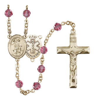 14kt Gold 6mm Guardian Angel/1st Responders Rosary