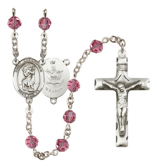 Sterling Silver 6mm Saint Christopher / Army Rosary