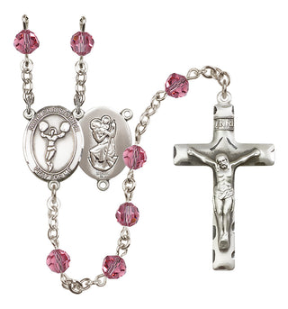 Sterling Silver 6mm Saint Christopher/Cheerleading  Engraved Catholic Rosaries