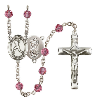 Sterling Silver 6mm Saint Christopher/Softball  Engraved Catholic Rosaries