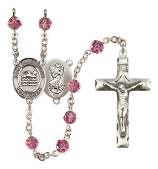 Sterling Silver 6mm Saint Christopher/Swimming Rosary