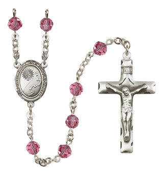 Sterling Silver 6mm Footprints / Cross  Engraved Catholic Rosaries