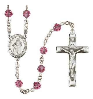 Sterling Silver 6mm Austrian Crystal Our Lady the Undoer of Knots Rosary in Rose