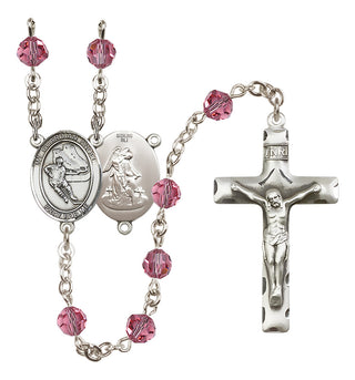Sterling Silver 6mm Guardian Angel/Hockey Rosary