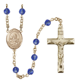 14 Karat Gold-Filled 6mm Austrian Crystal San Jose Rosary in Sapphire