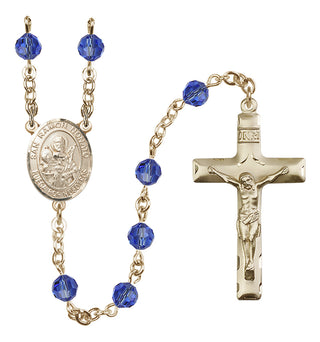 14 Karat Gold-Filled 6mm Austrian Crystal San Ramon Nonato Rosary in Sapphire