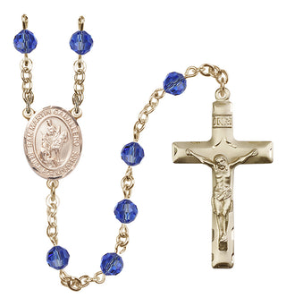 14 Karat Gold-Filled 6mm Austrian Crystal San Martin Caballero Rosary in Sapphire