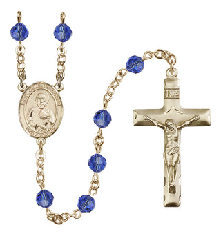 14 Karat Gold-Filled 6mm Austrian Crystal Saint James the Lesser Rosary in Sapphire