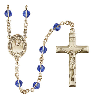 14 Karat Gold-Filled 6mm Austrian Crystal Blessed Emilie Tavernier Gamelin Rosary in Sapphire