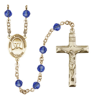 14 Karat Gold-Filled 6mm Austrian Crystal Saint Jose Sanchez del Rio Rosary in Sapphire