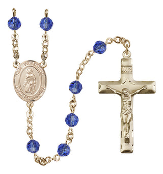 14 Karat Gold 6mm Austrian Crystal San Peregrino Rosary in Sapphire