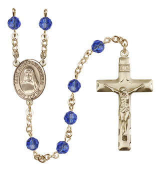 14 Karat Gold 6mm Austrian Crystal Saint Pauline Visintainer Rosary in Sapphire
