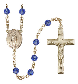 14 Karat Gold 6mm Austrian Crystal Saint Nathanael Rosary in Sapphire