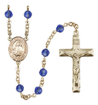 14 Karat Gold 6mm Austrian Crystal Saint Maria Bertilla Boscardin Rosary in Sapphire