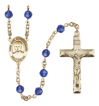 14 Karat Gold 6mm Austrian Crystal Saint Jose Sanchez del Rio Rosary in Sapphire