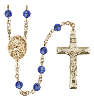 14 Karat Gold 6mm Austrian Crystal Our Lady of the Precious Blood Rosary in Sapphire