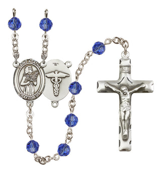 Sterling Silver 6mm Austrian Crystal Saint Agatha / Nurse Rosary in Sapphire